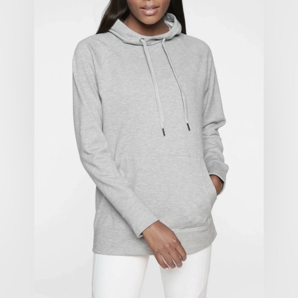 Athleta Incline Hoodie Sweatshirt Grey Heather Size Small